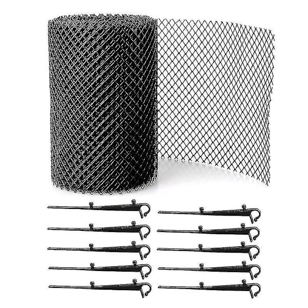 12 meter robust høyt takrennegitter [+ inkludert 20 kroker + 2 gitter 6m X 16cm] Tak + bladvern. P