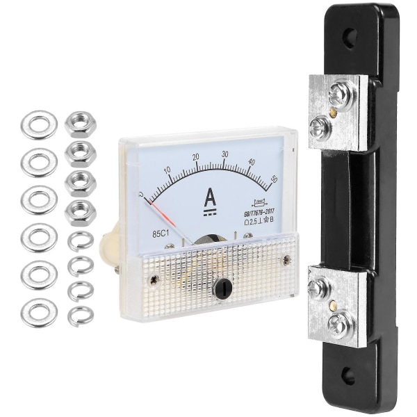 Dc 0-50a Analog Amp Meter Amperemeter Strøm Panel + 50a 75mv Shunt Resistor