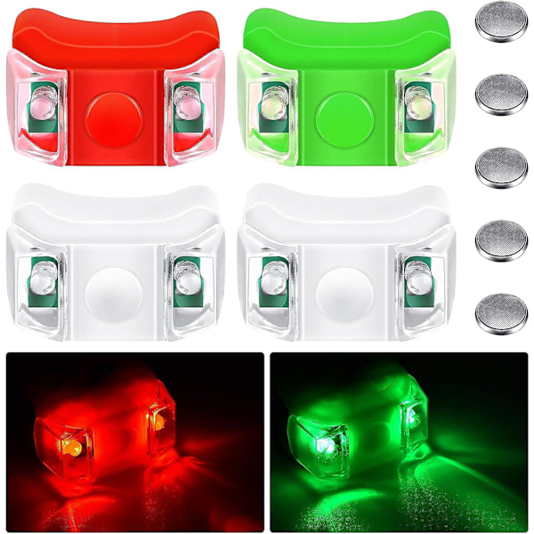 4 Pieces Boat Bow Lights LED Boat Navigation Lights with 5 Pieces Button Batteries for Boat Kayak Pontoon Hovercraft Yacht Motorboat Bike Hunting Nigh