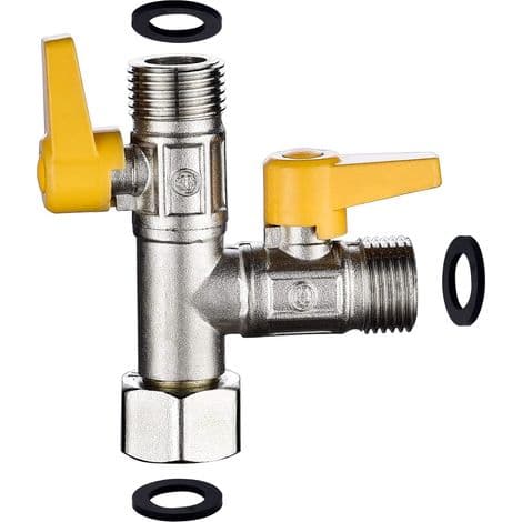 3-vejs ventil, 1/2\" T-stik, håndbruser og brusehoved, bruserarm, 3-vejs messingomlederadapter, vandhaneafspærring