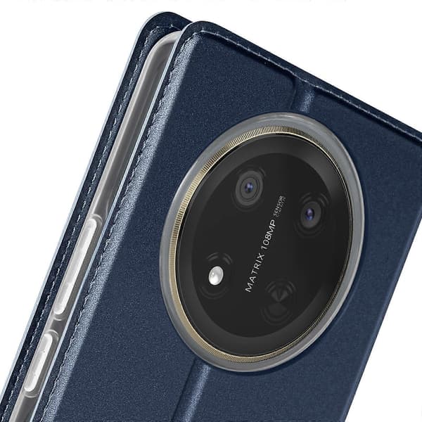Etui til Honor Magic 7 Lite Satengeffekt Kortholder Videostøtte, Mørkeblå