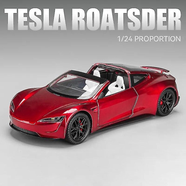 1:24 Tesla Roadster Model Y Model 3 Tesla Model S Legering Leksak Bilmodell Ljud och ljus Barnleksak Samlarföremål Födelsedagspresent Model 3 Red