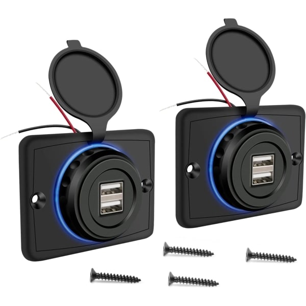 12V dobbel USB-kontakt Overflatemontert USB-port 3.1A