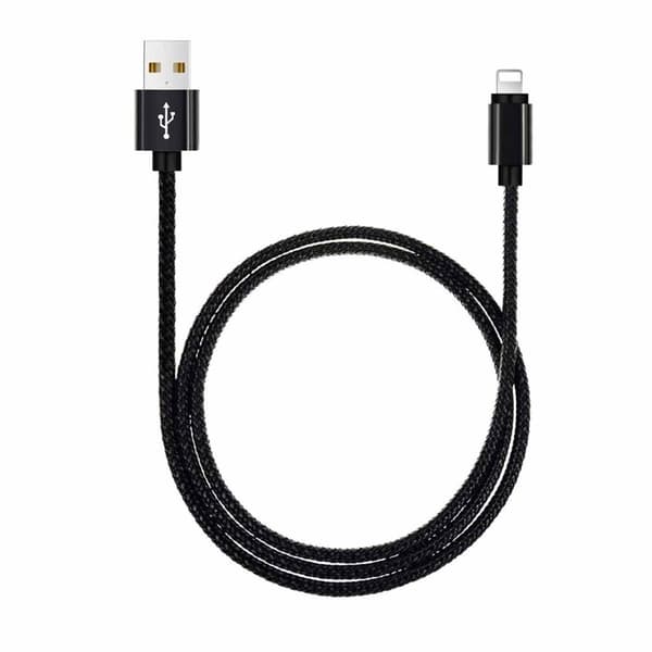 Extra hållbar 1m Apple Lightning Quick Charge laddningskabel (svart)