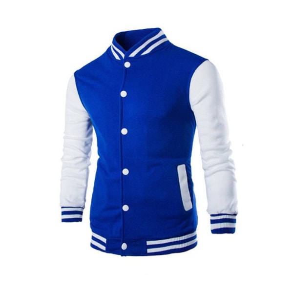 Baseballuniform för män, höst- och vinterfleece klassisk lös flygjacka - Royal Blue XL
