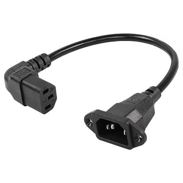 Panelmonterad C14 till 90 graders C13 PDU-strömkabel, IEC 320 C14 hane till övre hörn C13 hona 3-stifts strömkabel för bildskärmar, datorer etc.