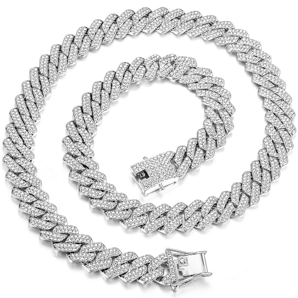 Julegave Cuban Links Kæde Til Mænd 13mm Halskæde Guld Sølvbelagt Halskæder Kæde Diamant 18 Tommer
