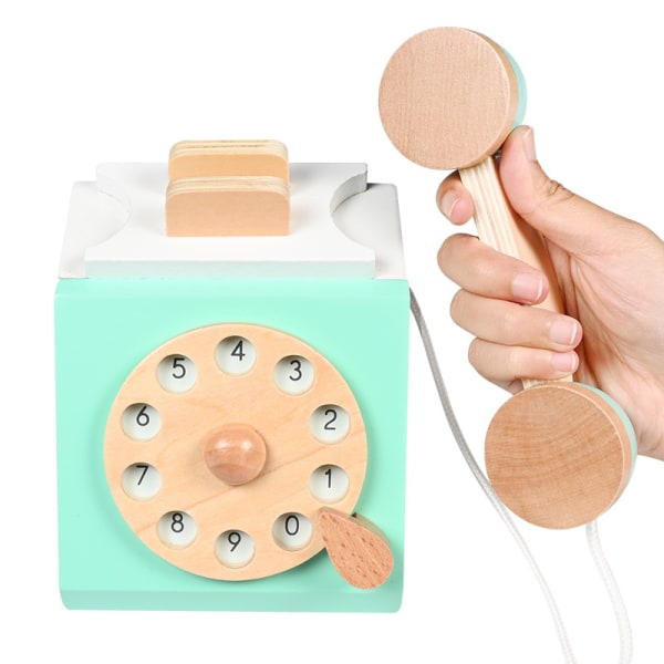 Wooden Retro Simulation Turntable Telephone-Interactive Toys