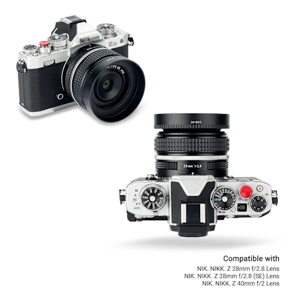 LH-N52 Motljusskydd för Nikon Z 28mm F2.8/Z 40mm F2 objektiv (Svart)