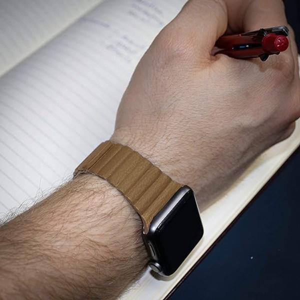 Læder Link Armbånd til Apple Watch Band 42mm Original Magnetisk Loop Armbånd til iWatch Series 3 5 4 6 SE 7 Watch Band