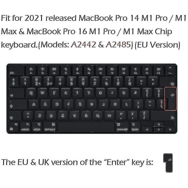 Ultratyndt Tpu-tastaturcover til Macbook Pro 14 & 16 M1 Pro & M1 Max Chip