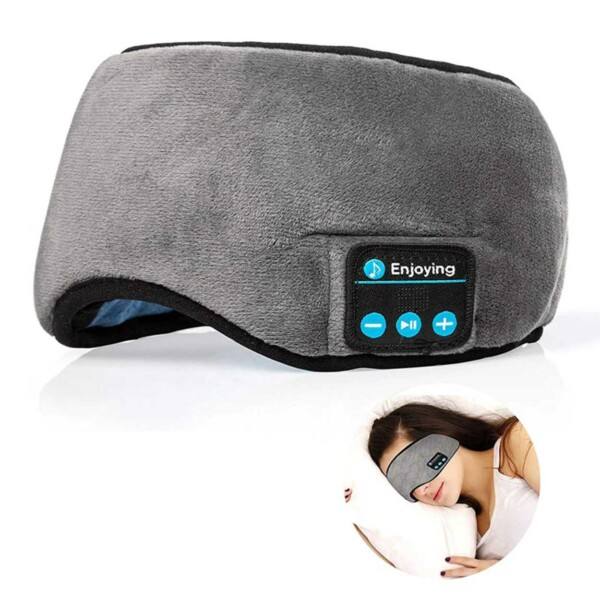 Mjuka Sovhörlurar – Sovmask med Bluetooth-hörlurar Grå