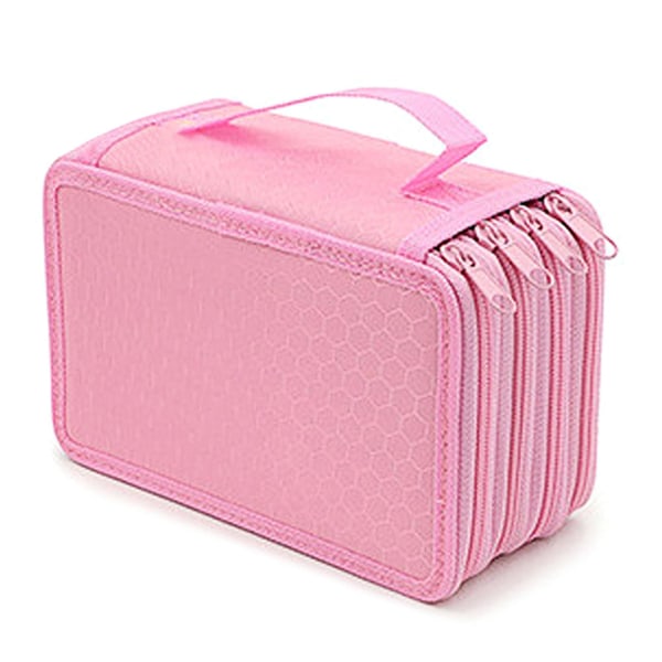 4-lags Solid Pen Opbevaringspose Stor Kapacitet Pen Bag Opbevaringspose (Pink)