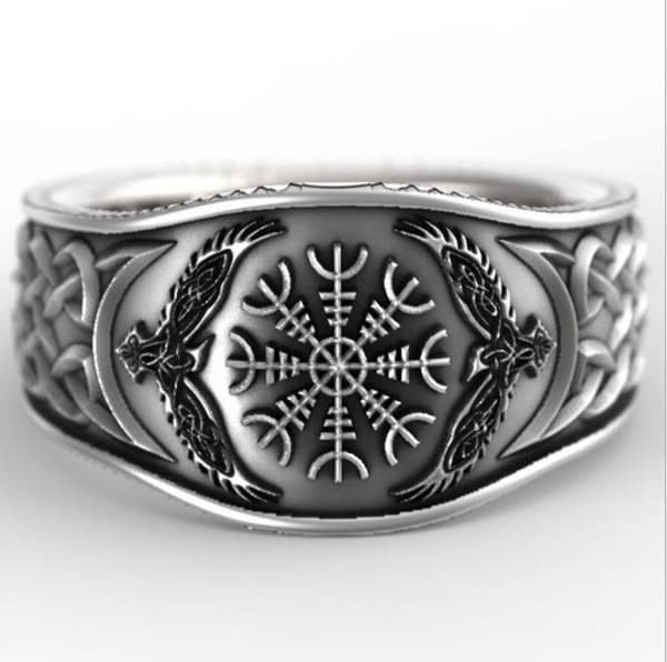 VIKING NORDIC RING Aegishjalmur Amuletti 152