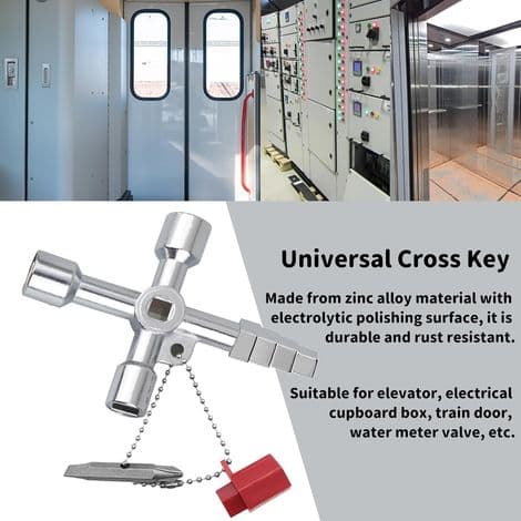 Multifunktionell 4-vägs universal triangelnyckel, rund, triangulär, fyrkantig nyckel, för hissar, elskåp, ventiler,