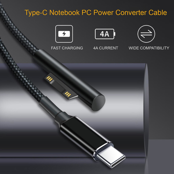 65w 15v 4a Laptop Laddningskabel Magnetisk Hög Hastighet Pd Snabbladdning Typ-c Notebook Strömadapter Konverterkabel Kompatibel Microsoft Surface Pro 3/4/