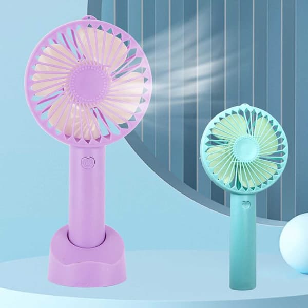 Mini bærbar ventilator med bordstativ USB genopladelig hvid