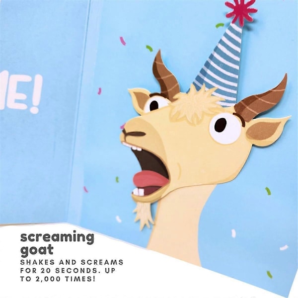 Screamings Goat -syntymäpäiväkortti - Hauska syntymäpäiväkortti miehille, naisille ja lapsille - Screamings Goat -meemiääni ja pään ravistus