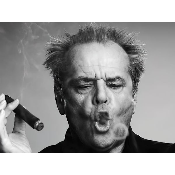 Canvasmålning Poster Jack Nicholson Cigarr Foto Svart Vit Väggkonst Ingen Ram (40*60cm) Betterlifefg