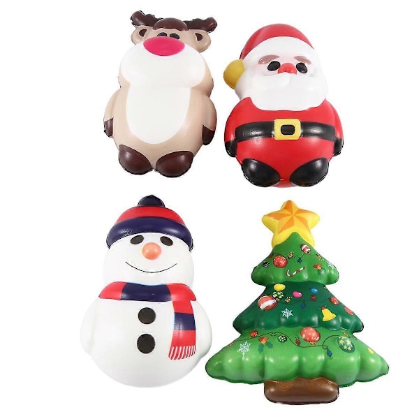 4 st PU Squishy Stressboll Leksak Rensa Ren Julgåva Långsam Återhämtning Antistress Squee
