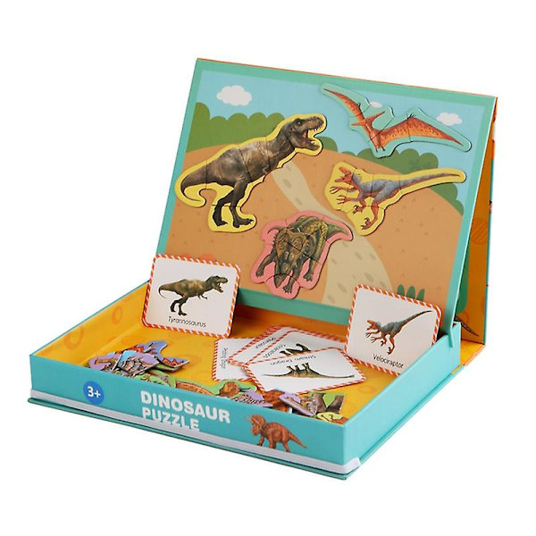 1 set magnetpussel för barn, pedagogisk, interaktiv, lättmonterad magnetklädsel, djurpussel leksak för dagis Dinosaurs