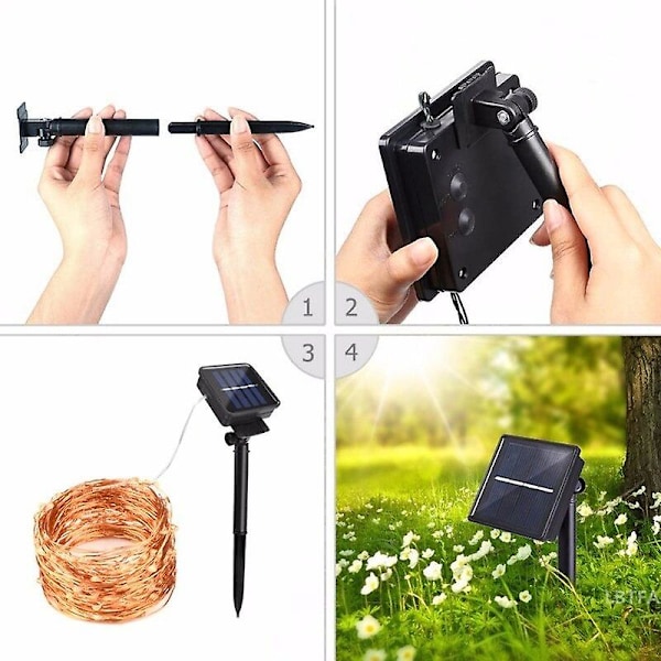 10m 100l LED utomhus solcellslampor ljusslinga fe dekoration bröllopsfest girlang solcells trädgård vattentät för hem LED-dekor