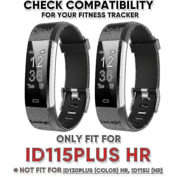 2 stk Veryfitpro Id115plus Hr erstatningsbånd for Veryfit Pro Id115plus Hr Fitness Tracker Smart Watch black