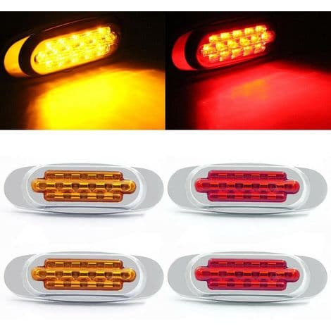 4 stk - 16 LED galvaniserte sidemarkeringslys, 12-24V baklys, asiatisk lastebilkonvertering