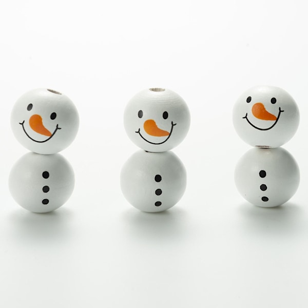 Snögubbe Träpärlor Jul Mellanpärlor Smycken Prydnad Tillbehör 20mm Bästa Erbjudande