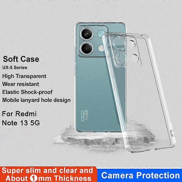 Skal för Xiaomi Redmi Note 13 5G TPU Transparent Anti-fall Mobilskal (Slim Style)