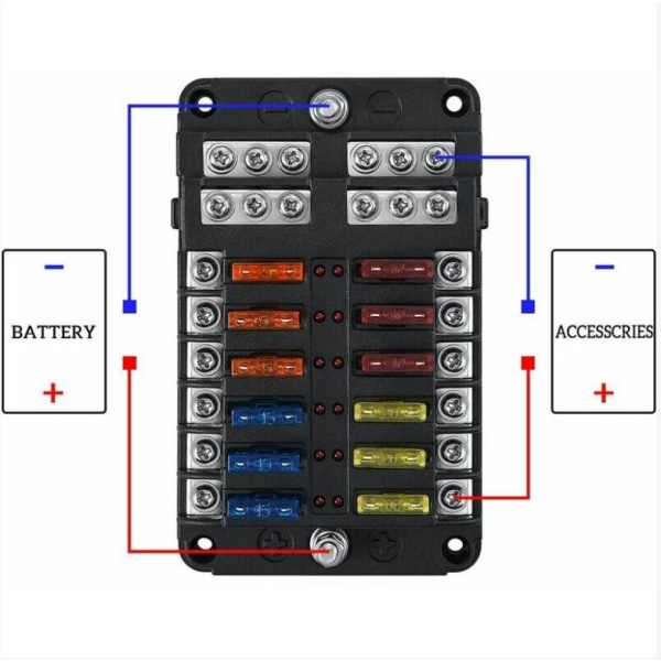 12-vejs bladssikringholder, sikringsboks med 24 sikringer 12 LED lysbeskyttere,​​