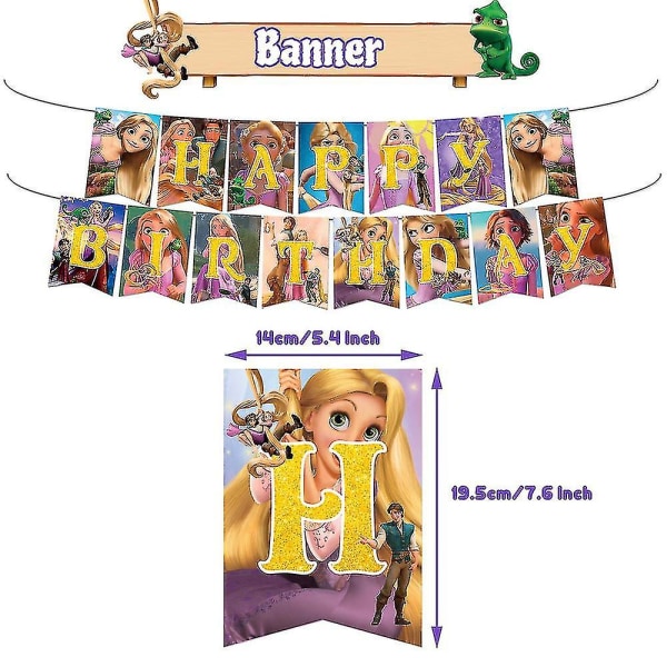 Trassel Rapunzel Princess Barnkalas Dekorationer Kit Banner Ballonger Tårtdekorationer Dekor Set LÅNG