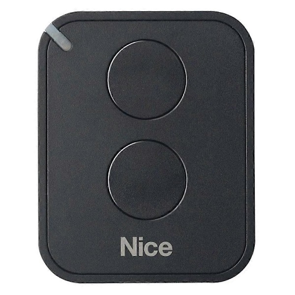 NICE FLO2RE fjernbetjening til automatisering af porte og garageporte, ON2E/A sender med to knapper (til NICE RB400 og NICE RB1000 porte), sort