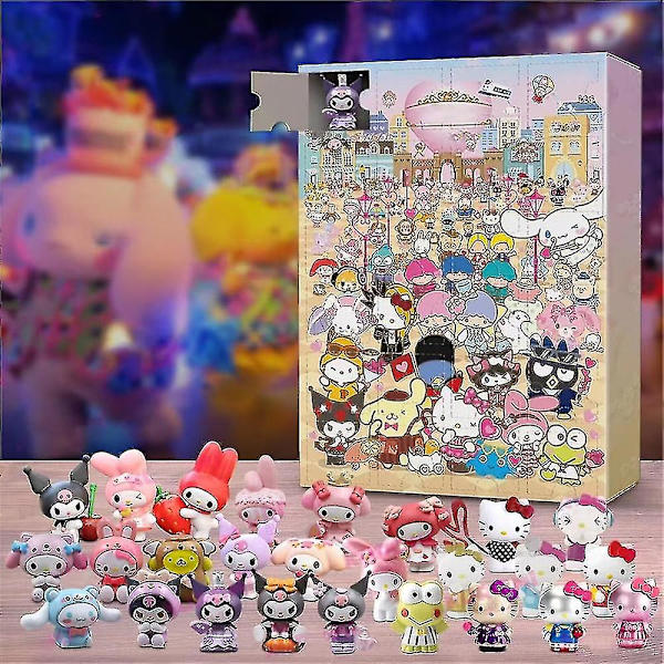 2023 Julkalender 24 st Sanrio figurer dockor leksaker Jul 24 dagar nedräkningskalender Blind Box Present Bsy047