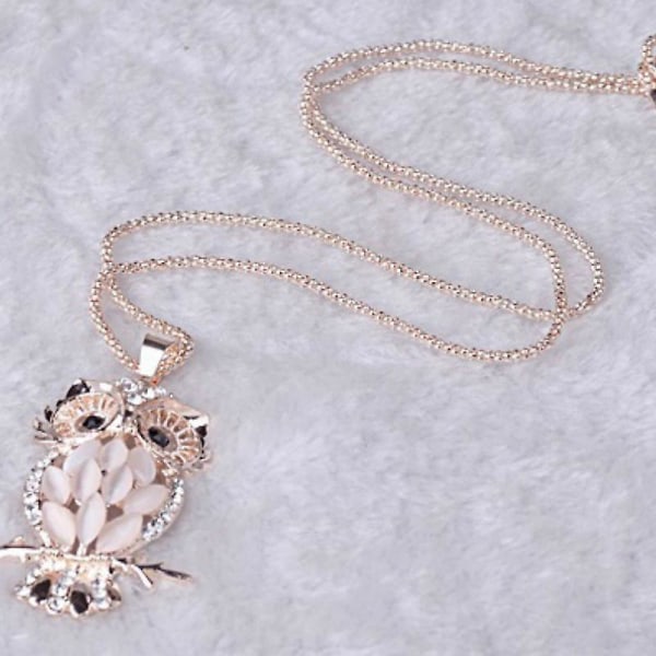 Smycken Crystal Opal Owl hängande kedja halsband