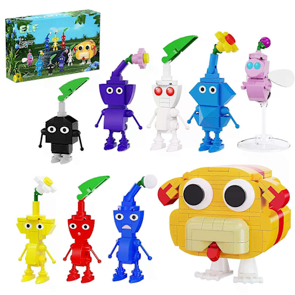 Moc 411 Bitar Pikmin 9-i-1 Rollspels Byggkloss Set Flerfärgad Tecknad Serie Tegelmonteringsleksak Vuxna Barn Födelsedag Julklapp