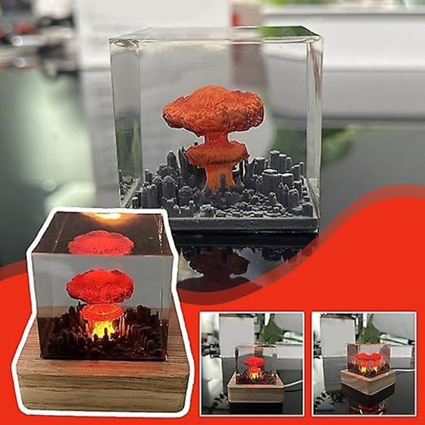 LED Atom Bombe Eksplosion Svampe Sky Lampe, 3D Svampe Sky Eksplosion Indendørs Belysning USB Nattelys Sengelampe Stemningslys, Plug And Play