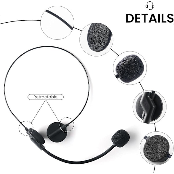 Mikrofonheadset Falsk Rockstjärna Headset Leksak Headset Mic Kostymtillbehör Konsert Hörlurar Sminkrekvisita (1, Stor) Svart Stor