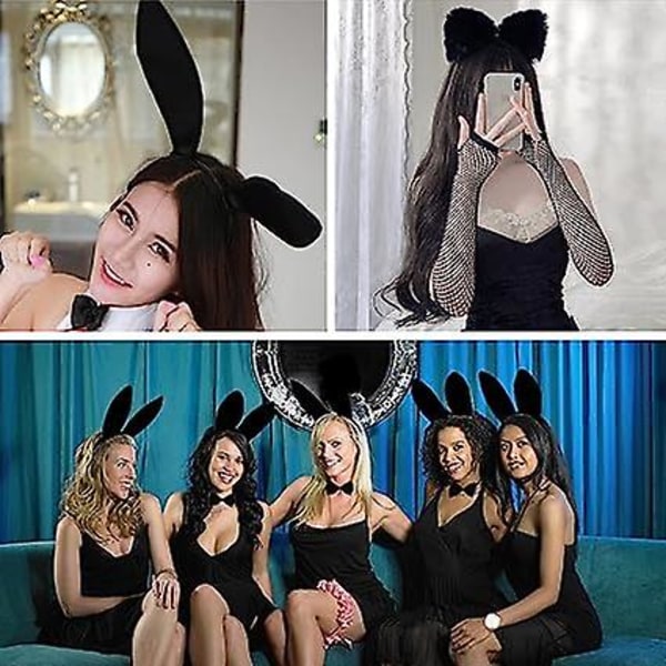 4st Kanin Pannband Kanin Öron Pannband Svans och rosett Långa handskar Dekoration Påskdräkt Fyndklädsel Tillbehör Bunny Fishnet