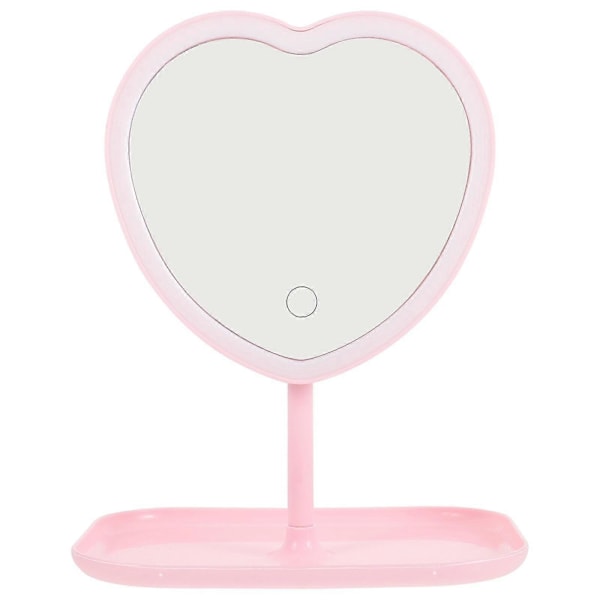 USB Opladbar LED Makeup Spejl Skrivebords Spejl Hjerteformet Spejl Til Kvinder Tw