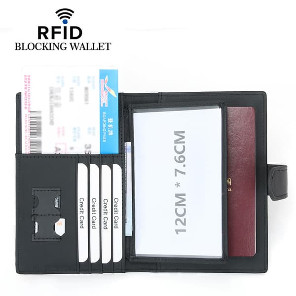 Ægte læder RFID pasmappe - Sikker rejsepung