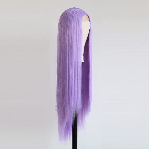 Lila suora hiukset naisille - Cosplay-peruukki pitkillä hiuksilla,