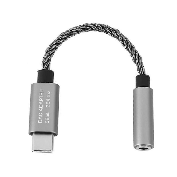 ALC5686 USB Type-C till 3,5 mm DAC Digital Dekoder Ljudadapter, Grå