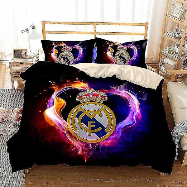 Australia 140*210 Flaming Real Madrid 3d Digitaalinen Painettu Vuodevaatesetti Kolmiosainen Jalkapallofani Kotitekstiilit Peitto + Tyynyliina