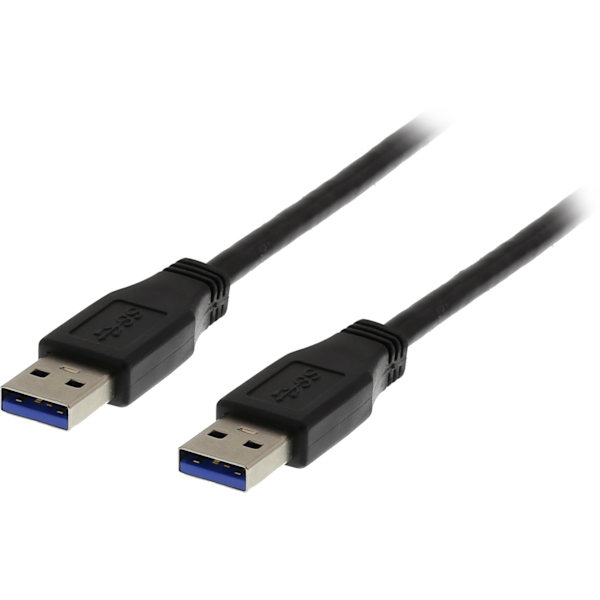 USB 3.2 gen 1 kabel, Type A han, Type A han, 1m, sort