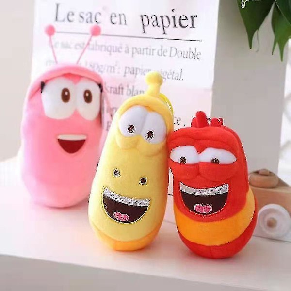 3 st Larva Plyschleksaker Gul Insekt Röd Insekt Cartoon Larva Leksaker Fylld Dock 9 Tum