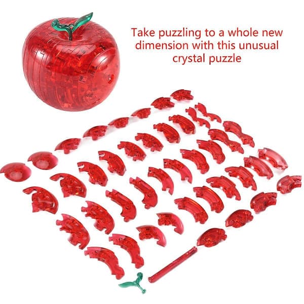 3D Krystal Puslespil - Rødt Æble