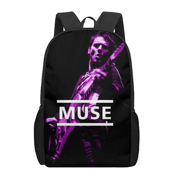 Muse Band 3D-trykte skolesekker for jenter, gutter, barn og barn Skolesekk 3D Junior barneskoleelever Skolesekker Skuldervesker 16
