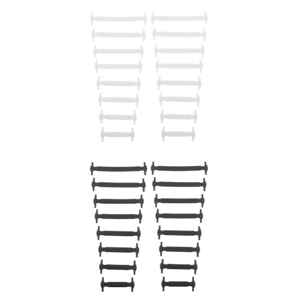 32 Stk. Elastiske Silikone Snørebånd Uden Binding Unisex Hvid Sort
