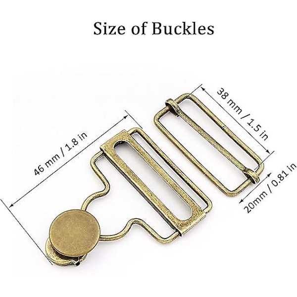 6 Set Overallspännen, Metalliska Suspender Spännen, 38mm Overall Suspenders Dungaree Spännen Och Knappar För Bib Byxor